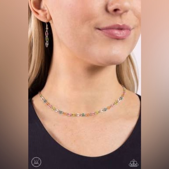 Paparazzi Admirable Accents Multicolor Chocker With Earrings - Picture 1 of 5